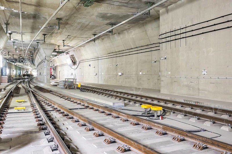 Tracks in the north to Stuttgart station 21 tunnel construction site new main train station in Stuttgart, Germany