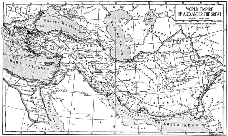 Historical map of the world empire of Alexander the Great