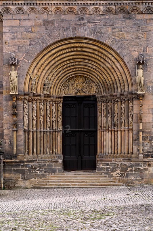 Prince's portal, main portal, Bamberg Cathedral of St Peter and St George, Bamberg, Upper Franconia, Bavaria, Germany