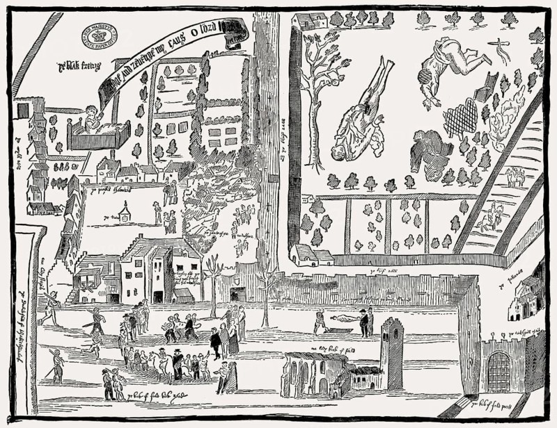 Facsimile, the drawing of Kirk o' Field after the murder of Henry, King of Scots, 1567