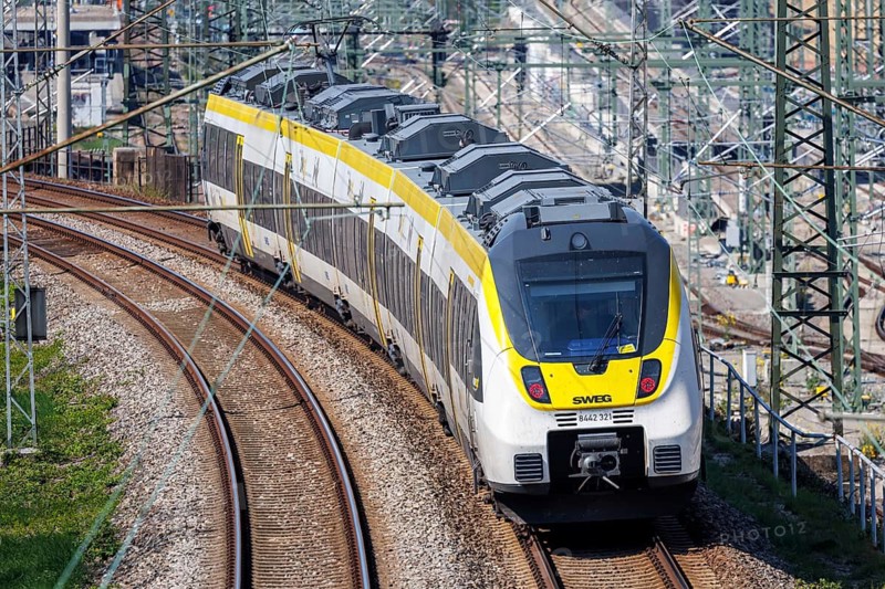 Regional train of the SWEG type Bombardier Talent 2 in Stuttgart Untertürkheim, Germany