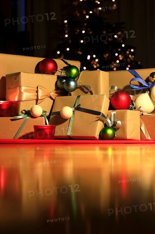Christmas, Christmas time, Christmas presents in front of the Christmas tree, Germany