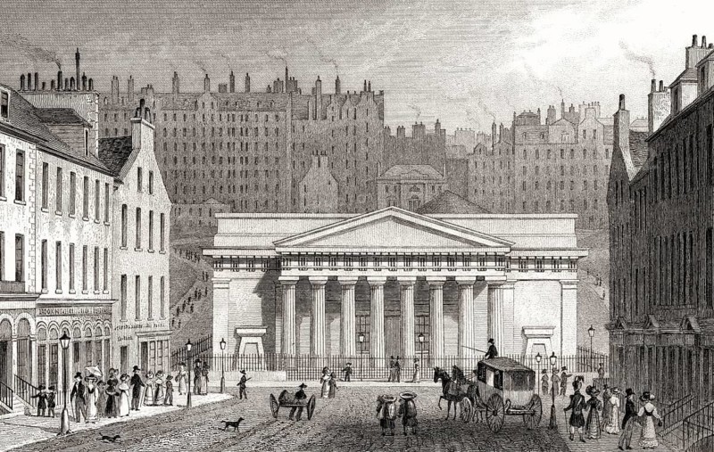 Royal Institution, from Hanover Street, Edinburgh, Scotland, 19th century, from Modern Athens by Th. H. Shepherd