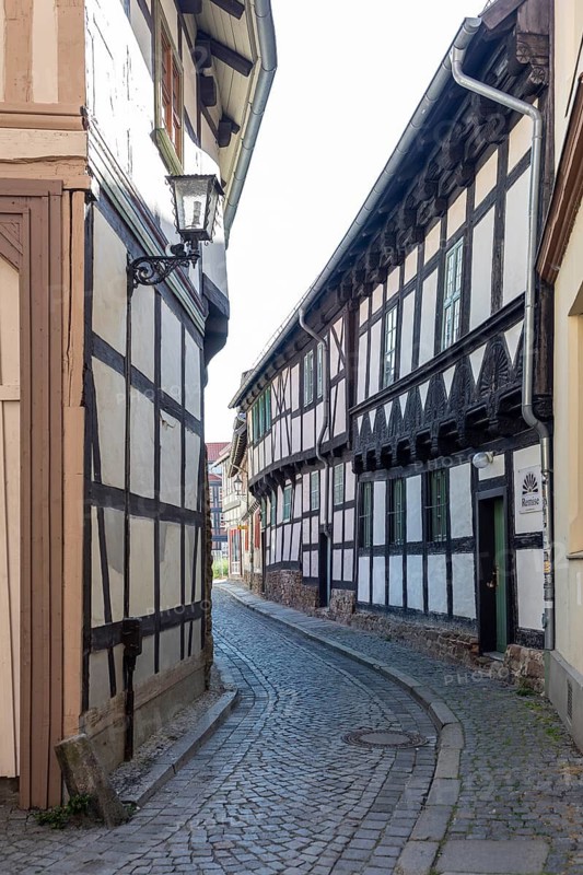 Half-timbered houses in the town centre of Wernigerode, Harz, Saxony-Anhalt, Germany