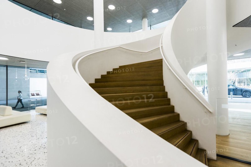 Spiral staircase, Roche Towers, Architects Herzog and de Meuron, Basel, Canton of Basel-Stadt, Switzerland