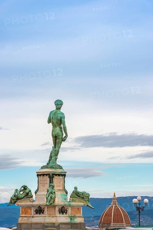 Statue of David in Piazza Michelangelo, travel, tourism, sculpture, history, culture, Florence, Italy