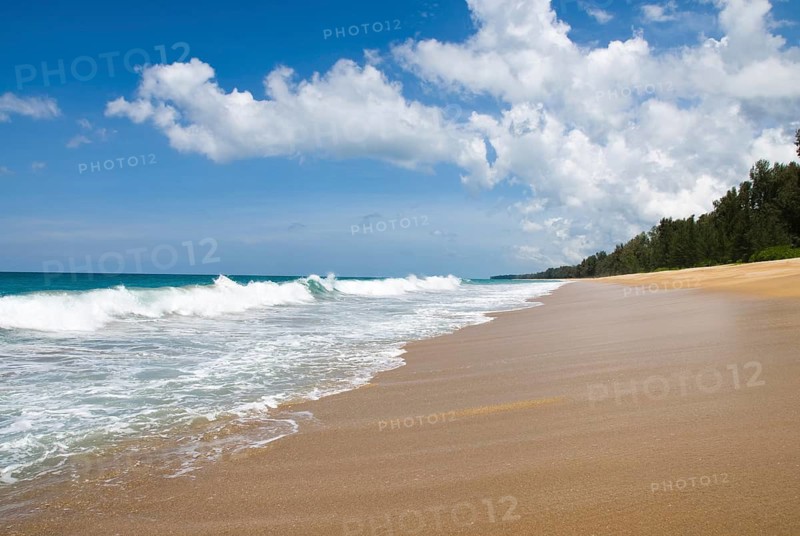Mai Khao Beach in the north of the Thai holiday island Phuket, Thailand, Siam, Asia, Southeast Asia, beach, sandy beach, island, holiday paradise, blue sky