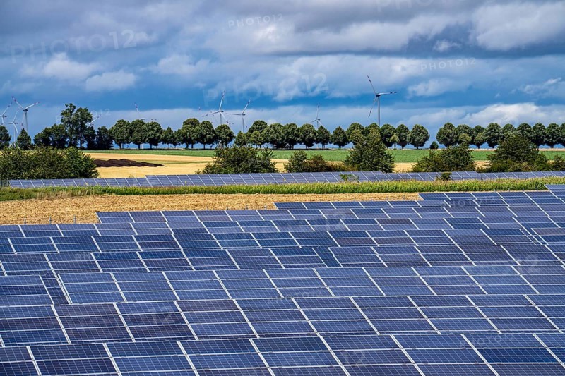 Solar park near Morschheim, part of the municipality of Kirchheimbolanden, Rhineland-Palatinate, Germany
