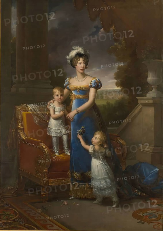 The Duchess of Berry and her children, 1822, painting by Francois-Pascal Simon, Baron Gerard (born 12 March 1770 in Rome, died 11 January 1837 in Paris), French portrait painter, reproduction from a model of the time, historical, digitally enhanced