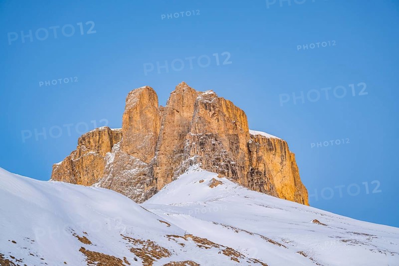 Beautiful landscape of the Mountain silhouettes of the Sexten Dolomites on a sunny winter day, South Tyrol, Trentino-South Tyrol, Alto-Adige, Italy