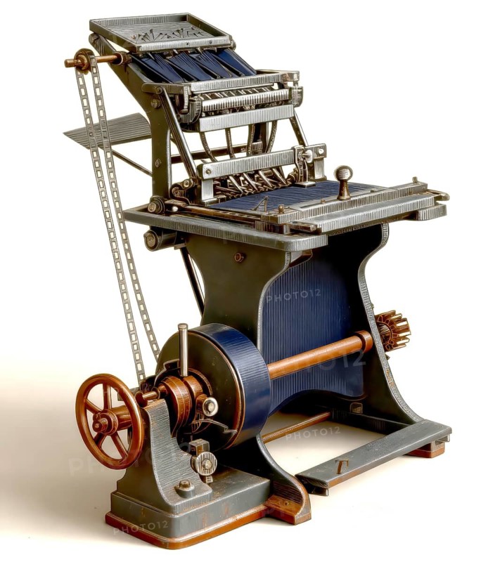 Historical illustration, 19th century, nailing machine for the production of wooden boxes, 1896