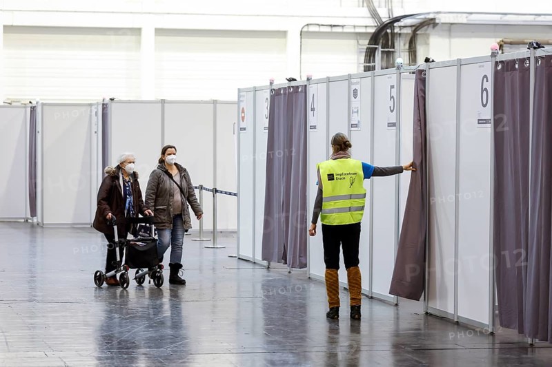 Essen, North Rhine-Westphalia, Germany - Vaccination start at the Corona Vaccination Centre Essen, people aged 80 and over living at home are vaccinated first