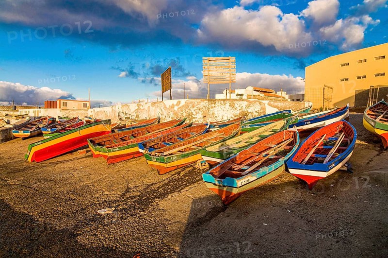 Wooden boats at the beach. San Antao. Cabo Verde. Africa