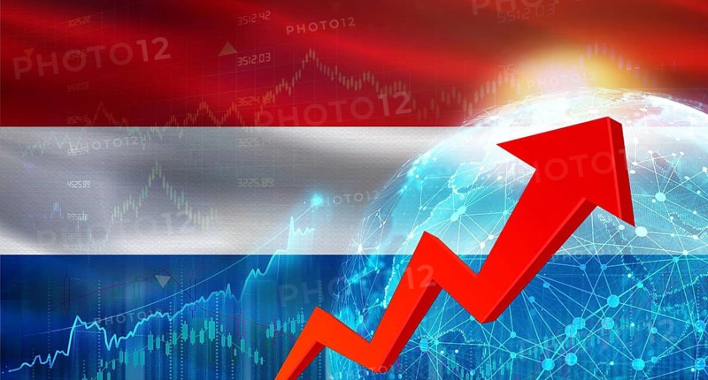 Global financial growth with Netherlands flag. Financial growth with Netherlands flag on economic background