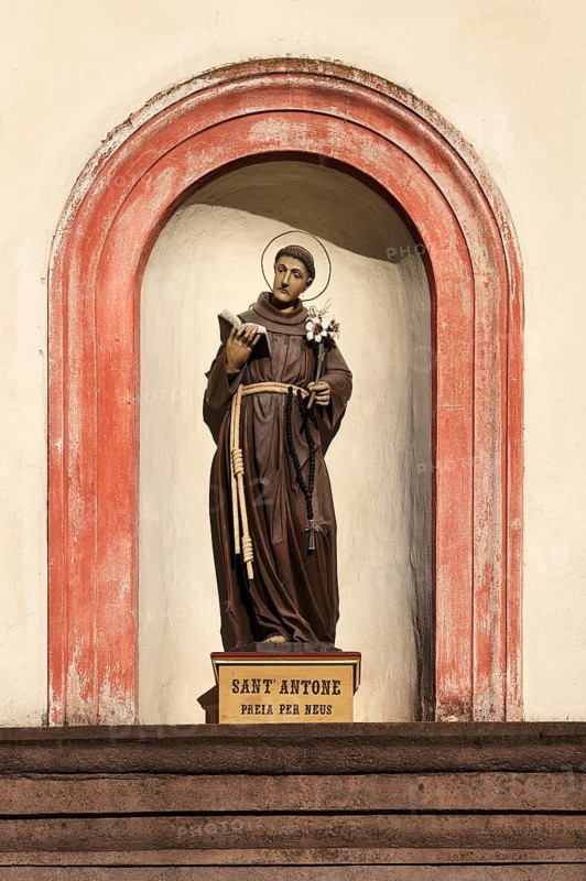 Interior view of the statue of Sant Antone, St. Anthony's Church, Ortisei, Val Gardena, South Tyrol, Italy