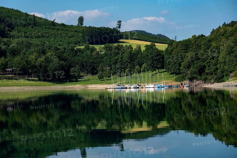 The Hennesee, Hennetalsperre in the Sauerland, Hochsauerlandkreis, near Meschede, North Rhine-Westphalia, Germany