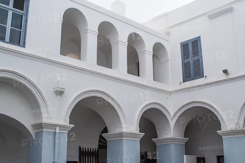 Monastery Courtyard on the Island of Santorini Greece