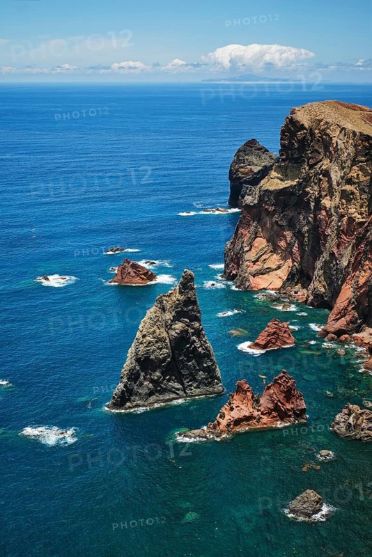 Madeira Island scenic rugged landscape, Ponta do Sao Lourenco cape, Miradouro do Abismo viewpoint. Madeira, Portugal