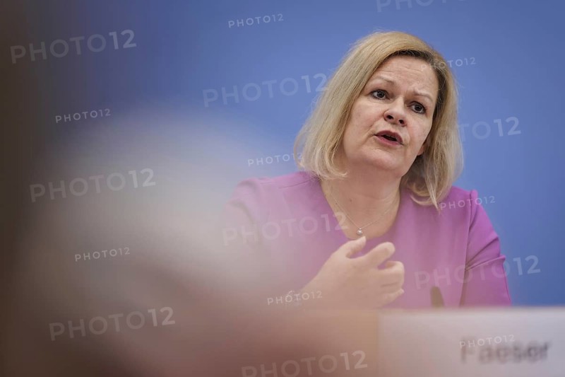 Nancy Faeser (SPD), Federal Minister of the Interior and Home Affairs, recorded during the presentation of the Federal Government's 1st Equivalence Report at the Federal Press Conference in Berlin, 3 July 2024