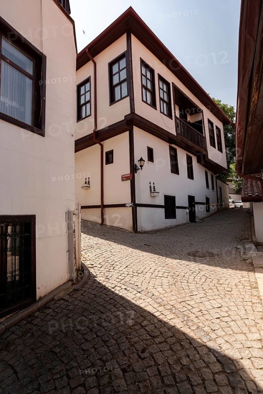 Ankara, Turkey. June 6th 2022 Restored old houses inside the city walls of Ankara castle, the old town fortification of the Turkish capital, central Anatolia, Turkey