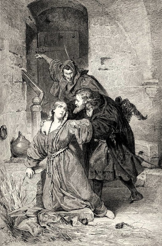 Gretchen in prison, first part of the tragic play Faust by Johann Wolfgang von Goethe
