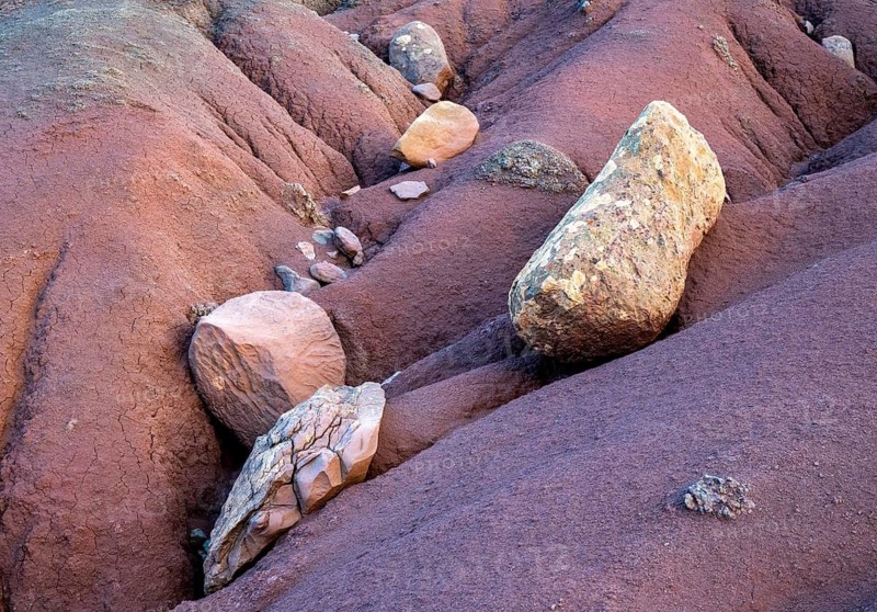 Volcanic soil, colorful soil, red, erosion, near Miradouro da Ponta do Rosto, Madeira, Portugal