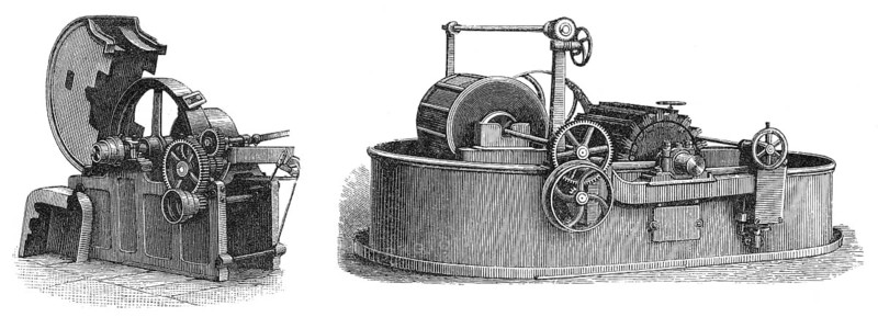 Historical illustration, papermaking machines, 1896, historische Zeichnung, Produktionsmaschine zur Herstellung von Papier, 1896