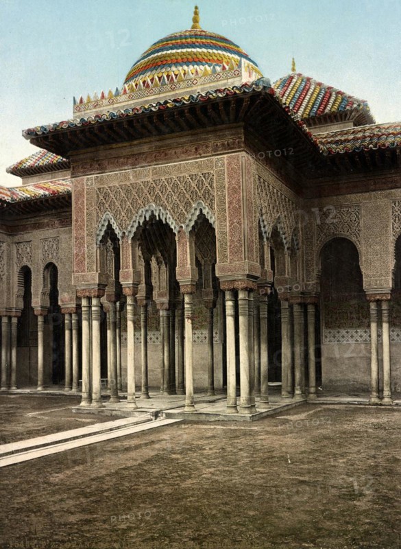 Granada. Alhambra. Patio de los Leones, Spain, c. 1890, Historic, digitally restored reproduction from a 19th century original
