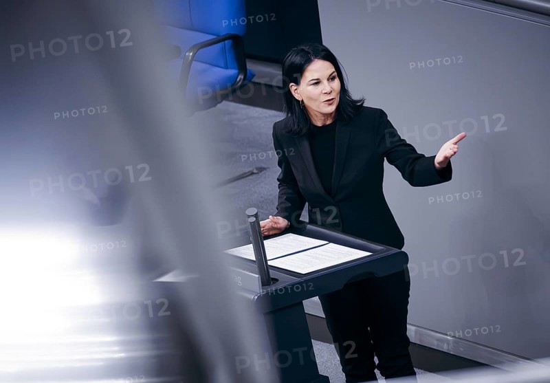 Annalena Bärbock (Alliance 90/The Greens), Federal Minister for Foreign Affairs, delivers a speech on EPL 05 Federal Foreign Office in the plenary session of the German Bundestag in Berlin, 31 January 2024