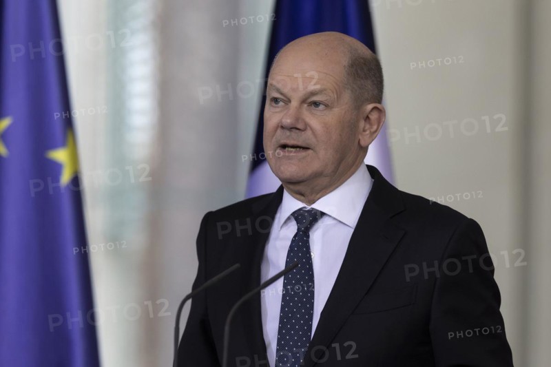 Olaf Scholz (SPD), Federal Chancellor, recorded during a press conference at the Federal Chancellery in Berlin, 15 March 2024