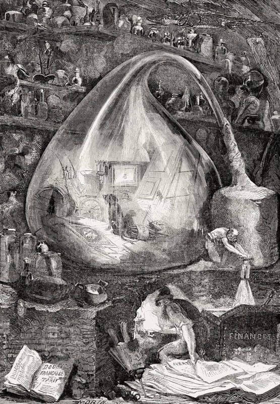 The fountain of budget, allegory on the malfunction of the state, by Edmond Morin (1824-1882)