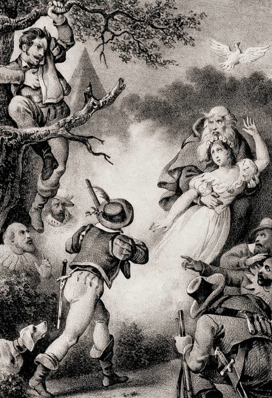 Scene from Act 3, the Romantic opera Der Freischütz by Carl Maria von Weber, 1786 - 1826, German composer, digitally edited