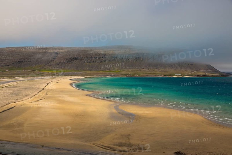 Coastal landscape at the road 612 along Patreksfjördur, NW Iceland