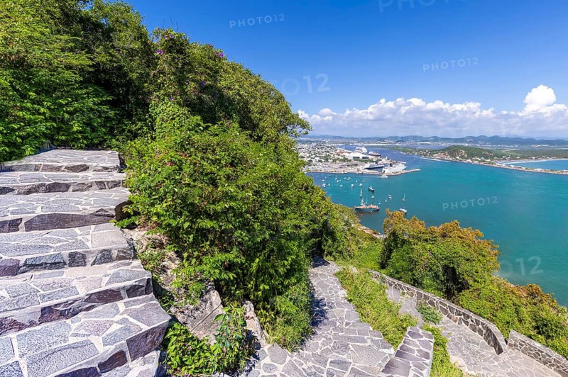 Mazatlan lookout points Mirador Del Faro and Mirador de Crystal with scenic panoramic aerial views of Mazatlan Old Historic center, Hotel zone Zona Dorada, El Malecon waterfront and beaches