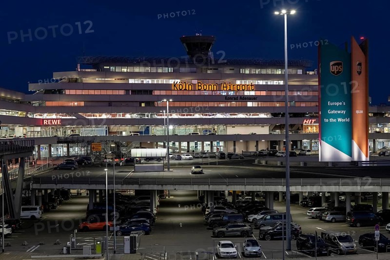 Terminal 1, Cologne-Bonn Airport building, car parks, North Rhine-Westphalia, Germany