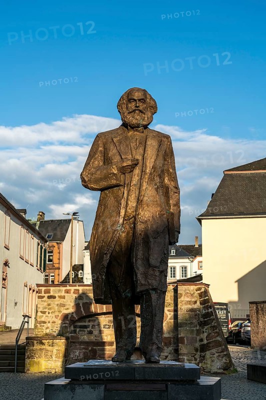 The Karl Marx statue on Simeonstiftplatz in Trier, Rhineland-Palatinate, Germany