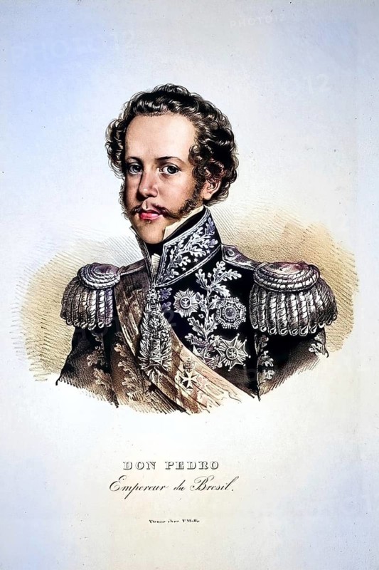 Peter I, Dom Pedro I, Pedro de Alcântara Francisco Antonio João Carlos Xavier de Paula Miguel Rafael Joaquim Jose Gonzaga Pascoal Cipriano Serafim de Bragança e Bourbon, born 12 October 1798 in Queluz, died 24 September 1834 in Queluz) was Emperor of Brazil from 1822 to 1831 and King of Portugal under the name Peter IV in 1826, Historical, digitally restored reproduction from a 19th century original, Record date not stated