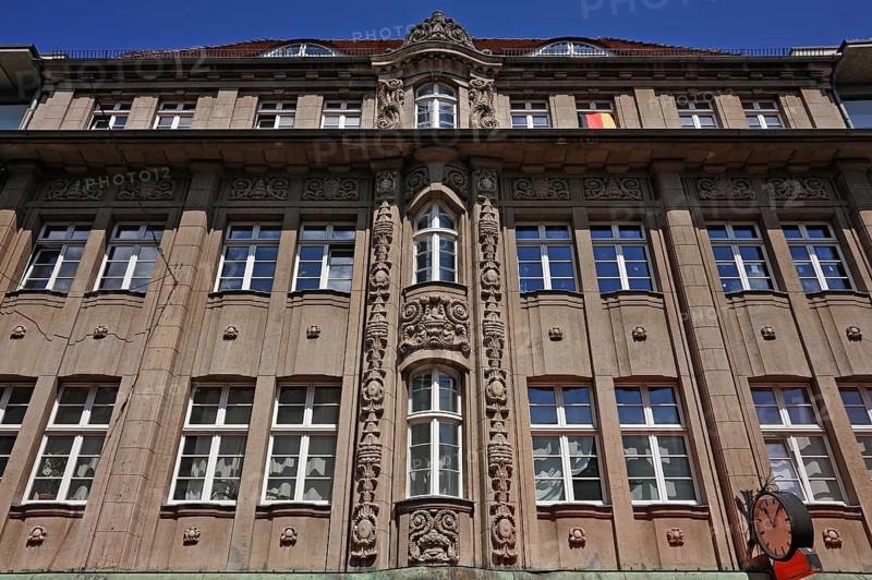 Old, decorative façade of a residential and commercial building, Kröpeliner Straße 53, Rostock, Mecklenburg-Vorpommern, Germany
