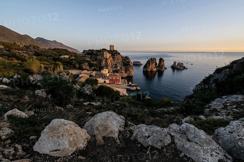 Tonnara di Scopello, historic tuna fishing site in the picturesque rocky bay of Scopello, Sicily, Italy