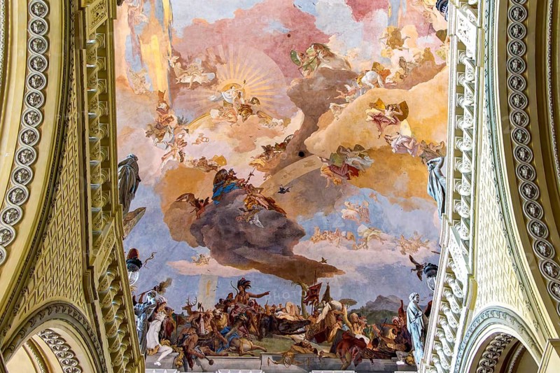 Interior design and exhibition rooms in the Würzburg Residence, imposing 18th century palace with frescoes, paintings and valuable works of art, Würzburg, Bavaria, Germany