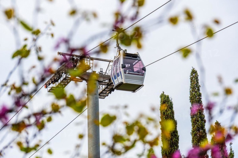 Cable car to Montjuic in Barcelona, Spain