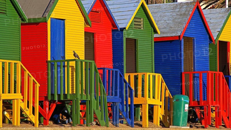 South Africa, Africa, colorful beach houses, Cape Town, Western Cape, Saint James