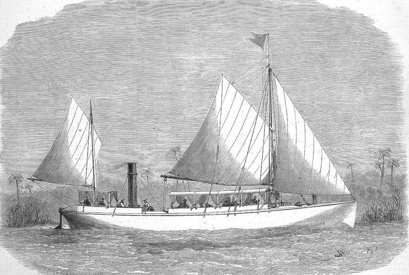Taugh-a-Ballagh, Expedition Ship to Central Africa, 1869, France, Historic, digitally restored reproduction of an original 19th-century artwork, exact original date unknown