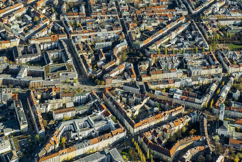 Aerial view, bird's eye view, Munich, Bavaria, Germany