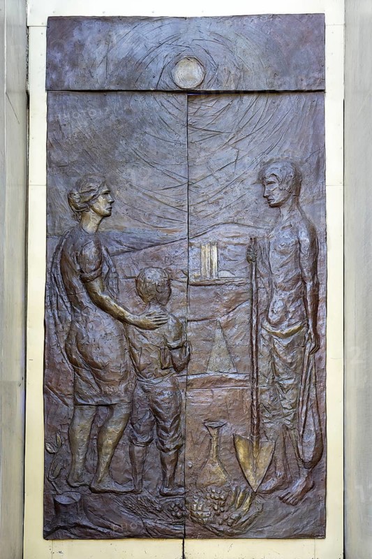 Iron and bronze door, Don Bosco Church, designed by Carlos Alberto Naves, World Heritage Site, Brasilia, Federal district, Brazil