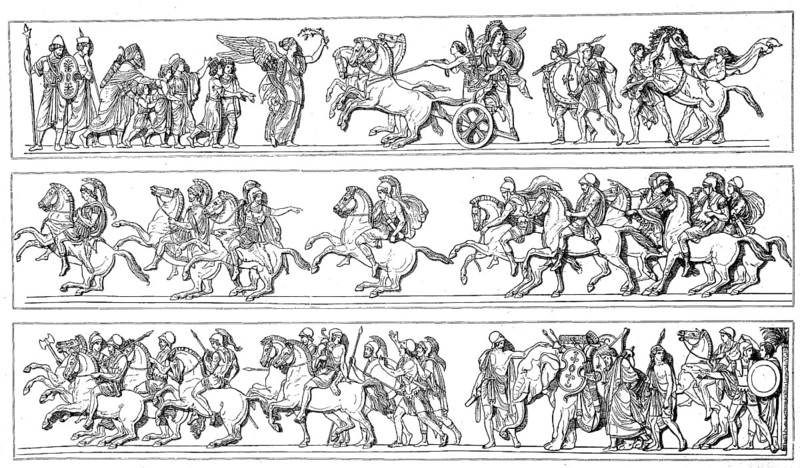 The Alexander Procession, Alexander the Great, after the relief by Thorwaldsen, illustration from 1880, historical, digital reproduction of an original from the 19th century