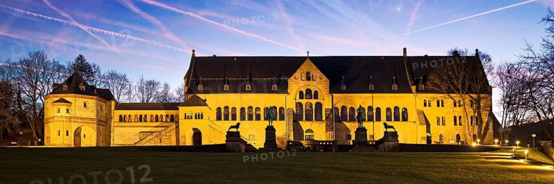 Goslar Imperial Palace in the evening, 11th century imperial house, UNESCO World Heritage Site, Harz Mountains, Lower Saxony, Germany