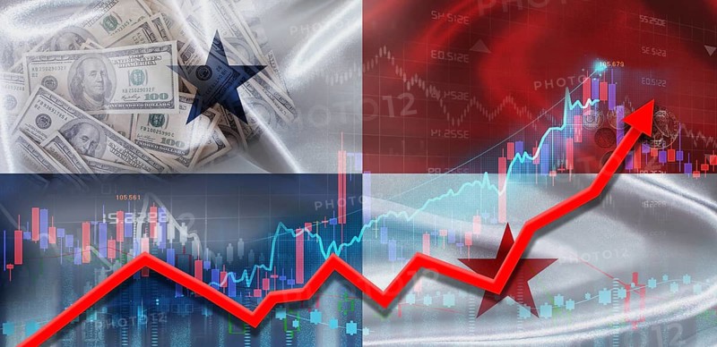 Panama financial growth on market graph. Panama economic growth on financial graph