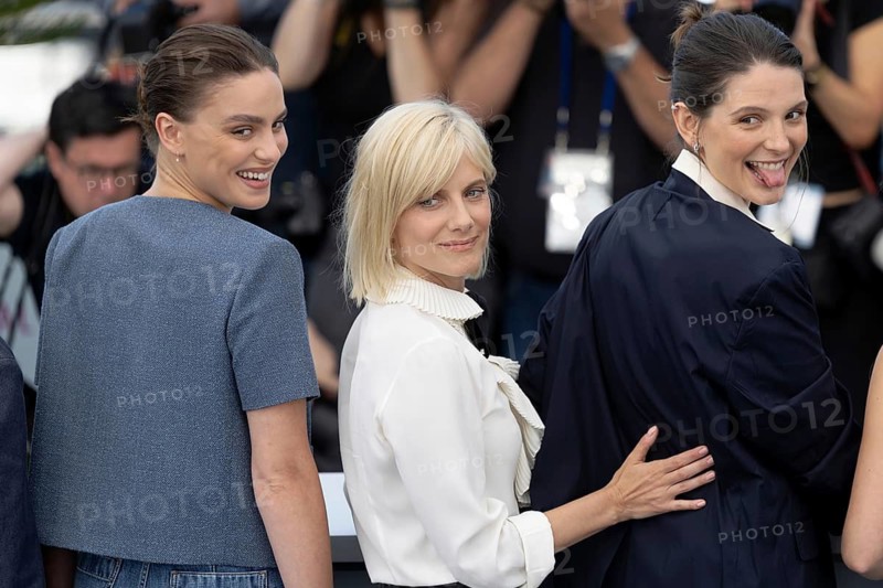 Cannes, France - 15.5.2024: Angelina Woreth, Mélanie Laurent and Joséphine Japy during the photocall for QUI BRILLE AU COMBAT (THE WONDERERS) during the 78th Cannes International Film Festival. The film festival takes place from 13 to 24 May 2025