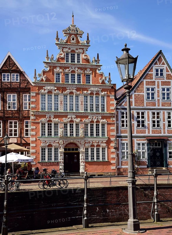 Europe, Germany, Lower Saxony, Stade, Hamburg Metropolitan Region, Hanseatic City, Hanseatic Harbour, Water West, Mayor Hintze House in the Weser Renaissance style, built in 1646, Hamburg, Hamburg, Federal Republic of Germany